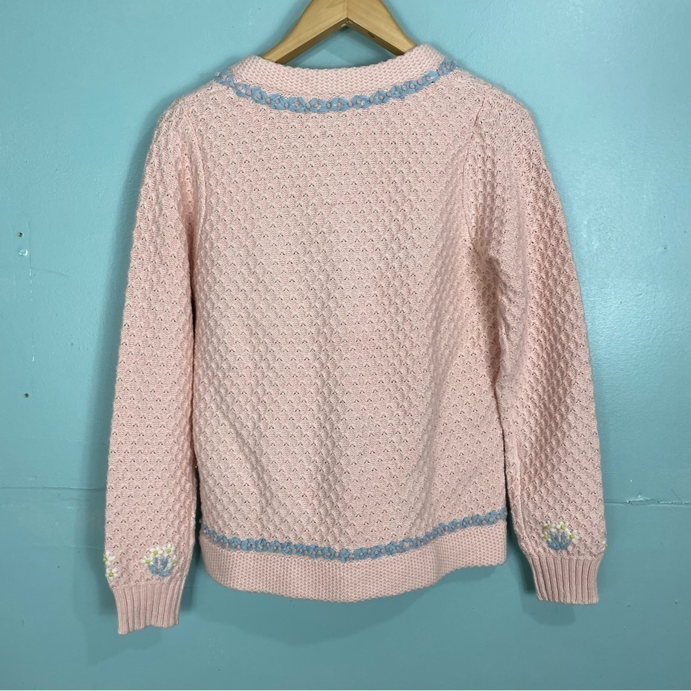 Loveshackfancy Naj Cardigan Sz XS Embroidery Floral Embroidered Pink - Picture 6 of 7
